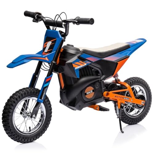 24V Electric Off-Road Motorcycle,250W Motor 13.6MPH Fast Speed Motocross,Leather Seat