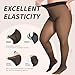 UniikStuff Plus Size Fleece Lined Tights - Fake Translucent Sheer Thick Tights Elastic Fashion Warm Winter Tights for Women Black
