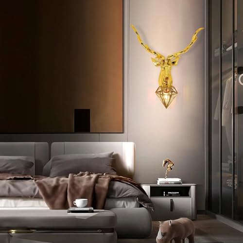 Image of Harold Electricals Metal Alpha Stag Wall Light | Wall Lamp Fixture for Living Room, Bedroom, Hall- Pack of 1 (Style 1)
