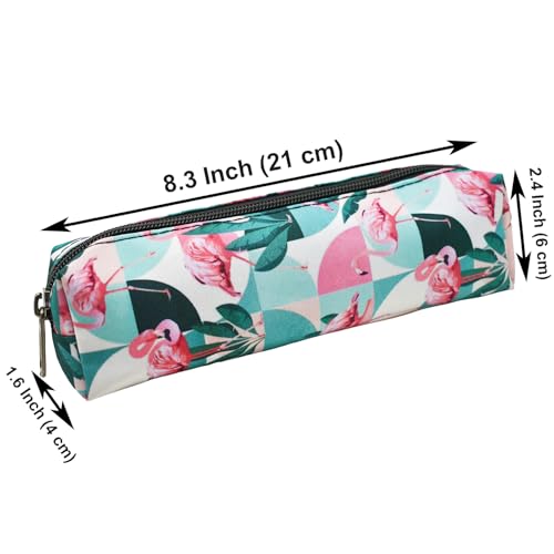 Image of Maydahui 2 PCS Large Capacity Polyester Pencil Case Flamingo Palm Leaves Flower Style Pen Pouch Holder Storage Bag Organizer Box Makeup Pouch Cosmetic Bag for Women Party Travel
