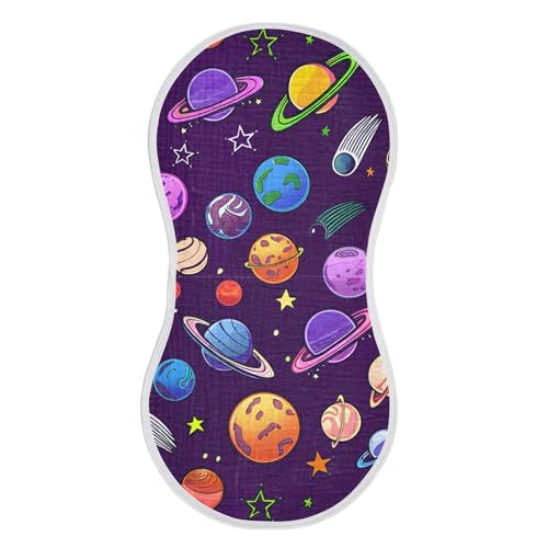 xigua Colorful Planets Baby Burp Cloths for Newborn Boys and Girls 2 Pack, Soft & Absorbent Cotton Baby Burp Cloth, Baby Washcloths, Newborn Towel, Burp Rags