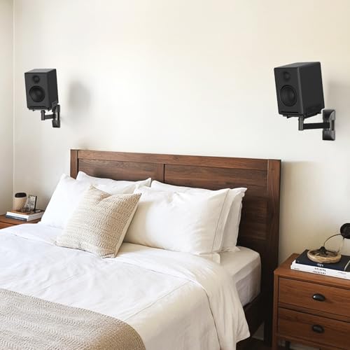 PUTORSEN Lautsprecher Wandhalterung - Voll einstellbare Universal Lautsprecher Halterung Wand, 2 Pack Boxen Wandhalterung, hält bis zu 25kg
