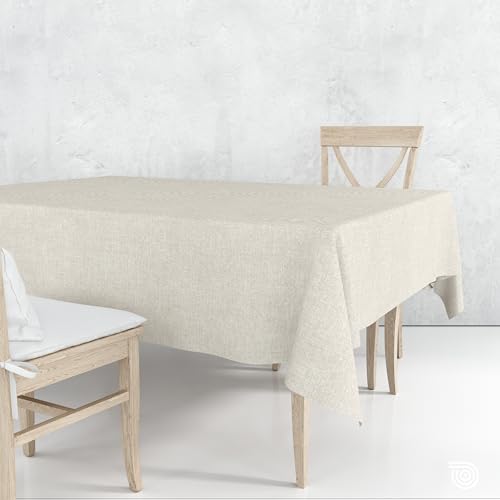 Nortufting Nappe Tissu Coton Enduit – Imperméable, Résistante & Anti Taches – Nappe Déco Élégante, Facile à Nettoyer pour Table Intérieur & Extérieur (Dune...