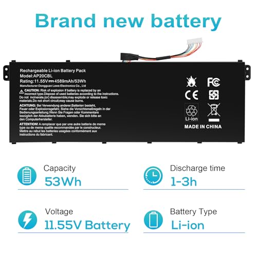 Image of ASUNCELL AP20CBL Laptop Battery Replacement for Acer Aspire 5 A515-45 A515-46 A515-45G Aspire 7 A715-43G Swift 3 SF314-43 SF314-511 Vero AV15-51 TravelMate Spin B3 B311RNA-32