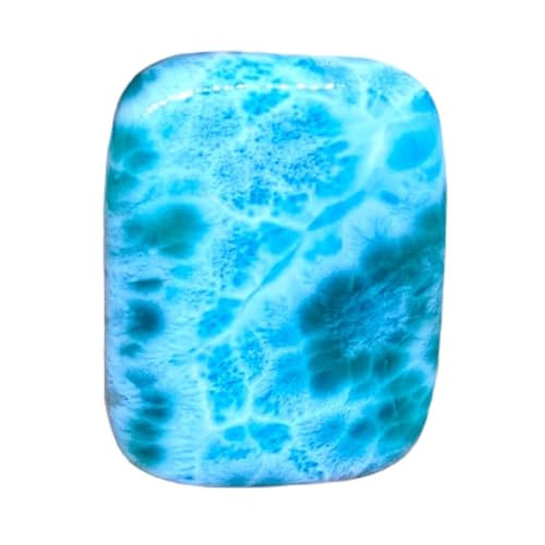 Larimar rectangulaire 32x25mm cabochon dos plat sans défaut pour montage bijoux