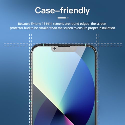 NEW'C 3 Pack Privacy for iPhone 13 Mini Screen Protector (5.4"), Enhanced 28-Degree Privacy Angle, Ultra Durable 9H Hardness - Image 3