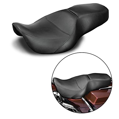 Two-Up Motorcycle Seats Rider Passenger Seat Fit For Harley Touring Road King 1997 1998 1999 2000 2001 2002 2003 2004 2005 2006 2007 Street Glide 2006-2007 [One Peice Driver & Passenger Seat] #TOP6