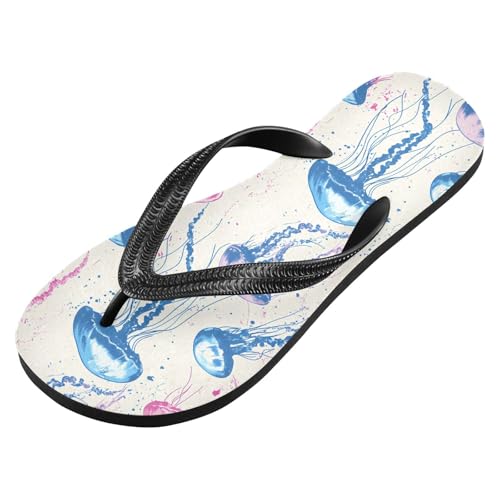 Colored Jellyfish Flip Flop Sandal for Women Men, Casual Beach Slippers Indoor Outdoor XS2