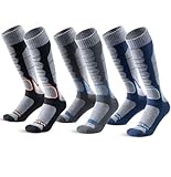 WEIERYA Skisocken,Thermische Gepolsterte Ski Socken für Skifahren,Snowboarden,Outdoor Wintersport für Herren Damen,Schwarz Grau Blau 3 Paar (45-48)