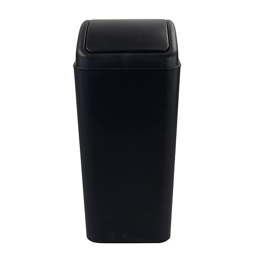 Miniatura 7 de Qskely - Cubo de basura de plástico de 4.5 galones, con tapa giratoria, color negro