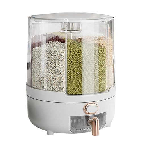Distributore di cibo rotante a griglia, distributori di cereali rotanti, contenitore trasparente per alimenti secchi con design , dispenser di cibo multi-compartimento