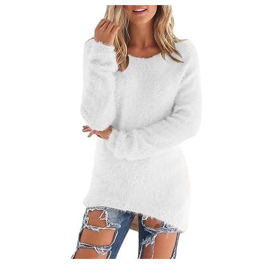 Susenstone Pull en Velours Femme Hauts en Polaire Manches Longues Sherpa Pile Sweatshirt Polaire Floue Sweat Hiver Chaud Pulls Teddy Moelleux Tunique Top Lâche Couleur Unie Pull À Col Rond Pas Cher