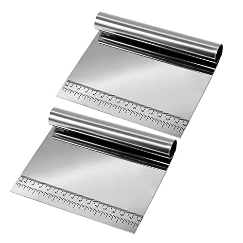 Spatola raschietto in acciaio inox, grande in acciaio inox, set di 2 spatole per pasta e pasta, in acciaio inox, per la cottura e la pizza