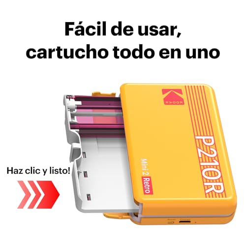 Miniatura 4 de Kodak Mini 2 Retro 4pass Impresora De Fotos Portátil 5,3x8,6cm Pack Con 68 Hojas, Blanco