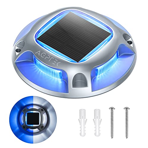AGPTEK Solar Driveway Light Outdoor 1 Pack, 2 Color Modes LED Deck Dock