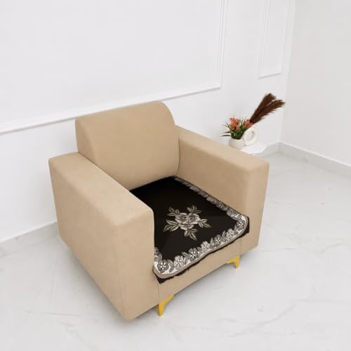 Image of Homerz Premium 'Luxe Series' Sofa Cover | Holland Velvet Fabric | Smooth Finish | Anti-Slip Fleece Backing Couch Protector (Royal, 1 Seater, Only Seat Cover)