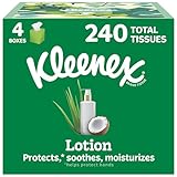 Kleenex Lotion Facial Tissues with Coconut Oil, 4 Cube Boxes, 60 Tissues Per Box, 3-Ply