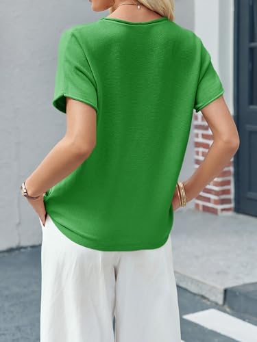 Image of Saodimallsu Women's Short Sleeve Lightweight Casual Crewneck Loose Fit Knit T-Shirt