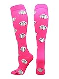 MadSportsStuff Volleyball Print Over The Calf Socks (Neon Pink, Medium)