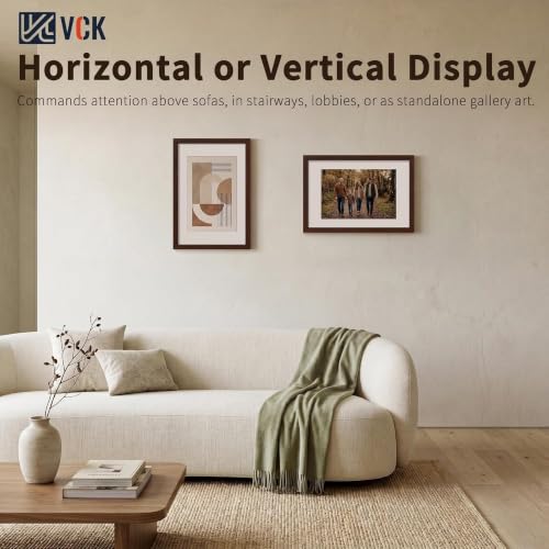 Image of VCK 16x24 Picture Frame 5 Pack, Brown Exclusive Wood, 12x18 Mat, for Print