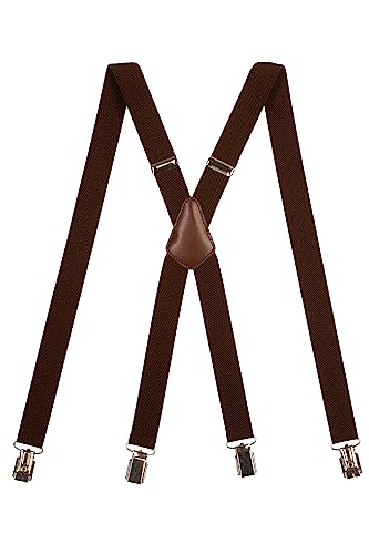 Olata Unisex Skinny Style helt justerbar X-formklämma på hängslen, 2,5 cm - Brun