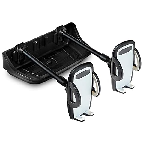 Titan Dash Mount Phone Holder for Jeep Wrangler with Two Clamp Holders for Phones. Three Rugged Multi-Purpose Tray Buckle Slots for Camera, GPS, and Mobile Devices. Fits JK Models 2011-2018 Cover