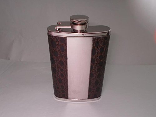 Stainless Steel and Leather Hip Flask 5 Oz (148 ml), Alcoholic Beverage Holder