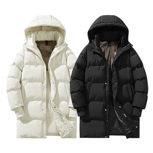 Abrigo largo acolchado con capucha para hombre, chaqueta larga de invierno para hombre, chaqueta acolchada impermeable estilo coreano, abrigo liso, chaquetas gruesas y cálidas, chaqueta acolchada de