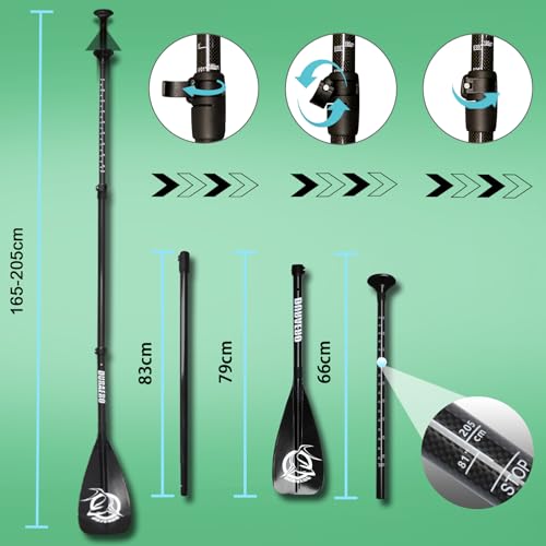 Kajak-Paddel Carbon Duraero 3-teilig verstellbar für SUP und Kajak