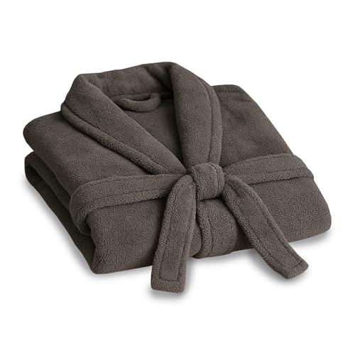 Bestlivings Albornoz (4XL – 6XL) con cuello y bolsillos, suave, mullido, absorbente, sauna y spa, también para tallas grandes, bata, gris, 5XL Grande