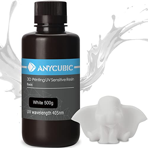 Anycubic 3D Printer Resin, 405Nm Sla Uv-Curing Resin, High Precision & Rapid Photopolymer For Lcd/Dlp/Sla 3D Printing (White, 500G) #TOP3