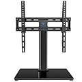 PERLESMITH Universal Swivel TV Stand Legs for 32-55 60 inch LCD LED TVs, Height Adjustable Television Mount Stand with Tempered Glass Base, Universal VESA Mount 400×400mm, Holds up to 88lbs, PSTVS09