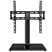 PERLESMITH Swivel Universal TV Stand / Base - Table Top TV Stand for 32-55 inch LCD LED TVs - Height Adjustable TV Mount Stand with Tempered Glass Base, VESA 400x400mm, Holds up to 88lbs