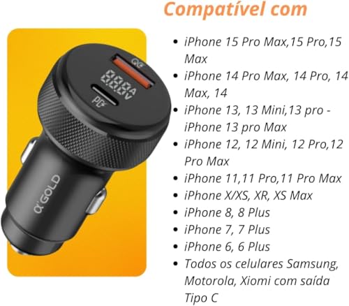 Carregador Veicular Turbo para Automóvel Carregador de Carro Duas Entradas Dual Port Carregamento Su