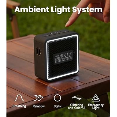 Edifier ES20 Portable Bluetooth Speaker with IP67 Waterproof & Dustproof, 15 Hours Playtime, Wireless Connectivity for Home Office Outdoor (Black)