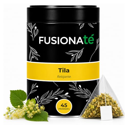FUSIONATE Tila Premium, Lata de 45 pirámides, Relajación y Bienestar en Cada Taza
