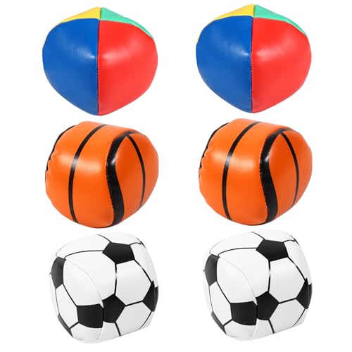 Balles de jonglage en cuir PU antidérapant | 6 sacs de haricots design football