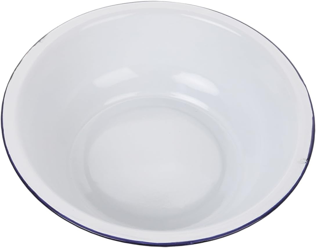 Bowl Large Capacity Vintage Enamel Mixing Bowl for Salad Soup Easy to Clean White