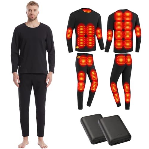 TOVCHEI 28 Zone Heated Underwear Set Men Women Winters Smart Heating Thermal Underwear with Battery for Skiing,Cycling,Hiking,Men,5XL