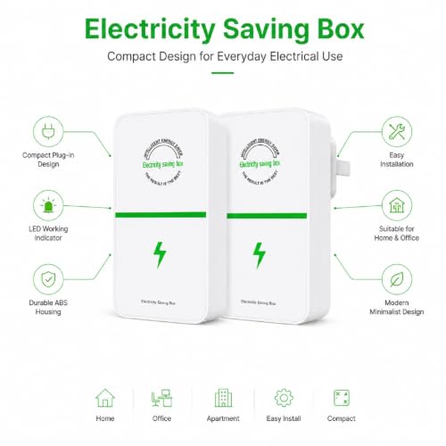 2 Pack Power Box Device US Plug,Plug-and-Play, Surge Protector for Home Appliances, Flame-Retardant Shell & Overheat Auto Automatic Stable Voltage Regulator for Home Office — view 3