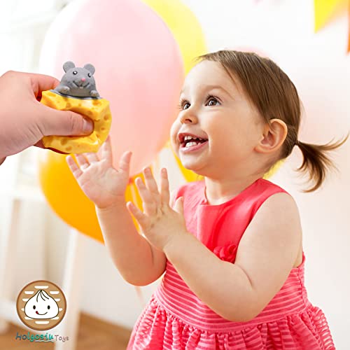 Image of Holgosiu Squishy Mice Stress Relief Rat Fidgets in Cheese Anxiety Relief Squeeze Ball Squish Mouse Toys