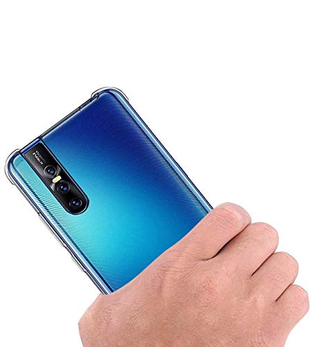 Image of Soft Flexible Silicone Back Cover (Vivo V15 Pro, Transparent Case + Screen Guard)