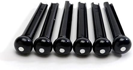 Pack of 6 Bridge Pins for Acoustic Guitar (Black with White inlay)