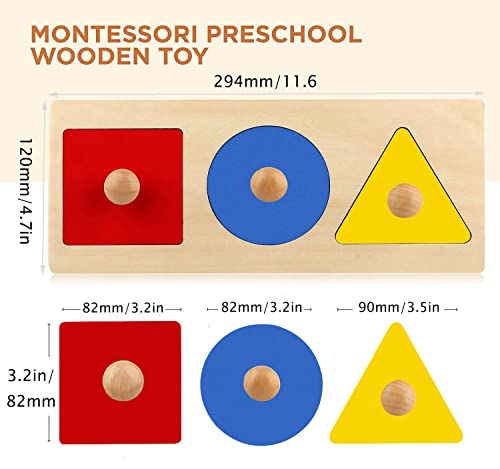Montessori Toys First Shape Peg Puzzles Jumbo Knob Wooden Baby Puzzles 18+ Months Old Toddlers Kids Boys Girls Shape Sorter And Color Stacker Preschool Wood Gifts Educational Learning Toys Ages 1-3 #TOP6