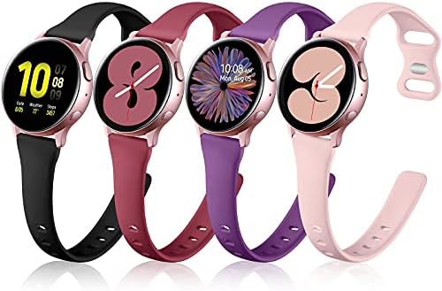 Amazon Com Geak Compatible With Samsung Galaxy Watch 4 Band 40mm 44mm Classic 42mm 46mm Samsung Watch 5 Band mm Soft Slim Silicone Band For Samsung Active 2 Watch Band Women Small Black Sand Pink Plum Wine Red