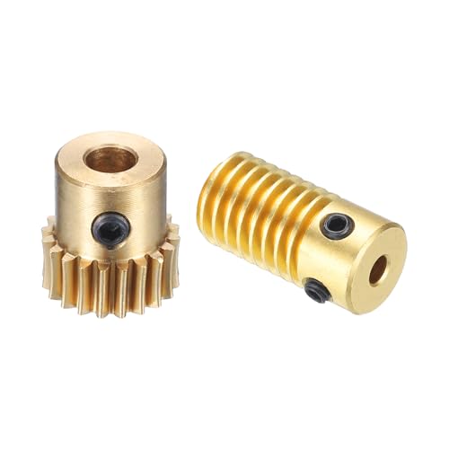 QUARKZMAN Worm Gear Set - 0.5 Modul 20:1 Reduktionsrate 3mm Lochdurchmesser Getriebewelle und 4mm Lochdurchmesser Zahnrad 20T Antriebsgetriebe (Messing)
