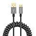 CableCreation Coiled USB to Micro USB Cable 0.56ft to 4ft, USB 2.0 A to Micro USB Charging Data Cord Works for Android Smartphone, Tablet, Wall, Raspberry Pi Zero and Car Charger, Space Gray