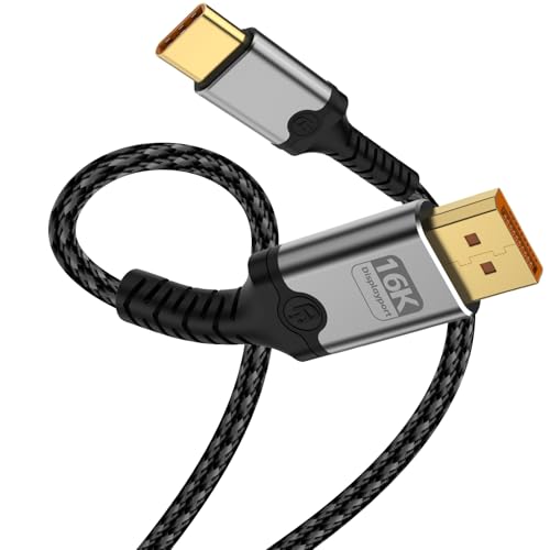 baolongking Cable USB C a DisplayPort 2.1, 16 K @ 60 Hz, 8 K @ 120 Hz, 4 K @ 240 Hz, cable Thunderbolt unidireccional 3/4/5 a DP, compatible con MacBook Pro/Air, iPhone 16 Pro/Max, XPS, Mac Mini (1 m)