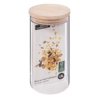 Generisch Vorratsglas aus Borosilikatglas 1300 ml mit Holzdeckel – Luftdichtes Glas-Aufbewahrungsglas für Tee, Kaffee, Zucker, Gewürze, Erbsen – FSC-zertifizierter Deckel
