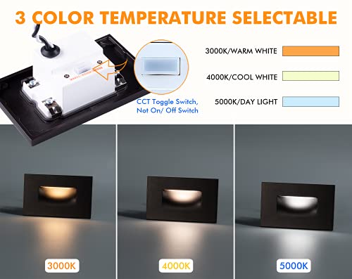 Cloudy Bay 12V Low Voltage 3 Color Indoor And Outdoor Led Step Light,3000K/4000K/5000K Deck Lights,Stair Light,Oil Rubbed Bronze,Wet Location thumb #1